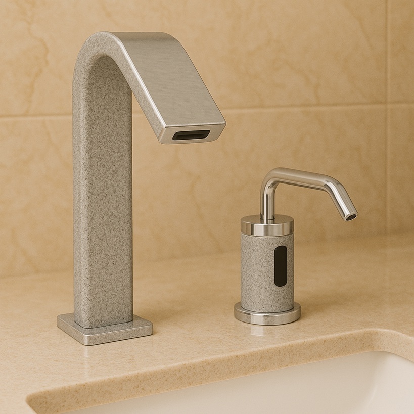 Automatic faucet with solid brass body and sensor window